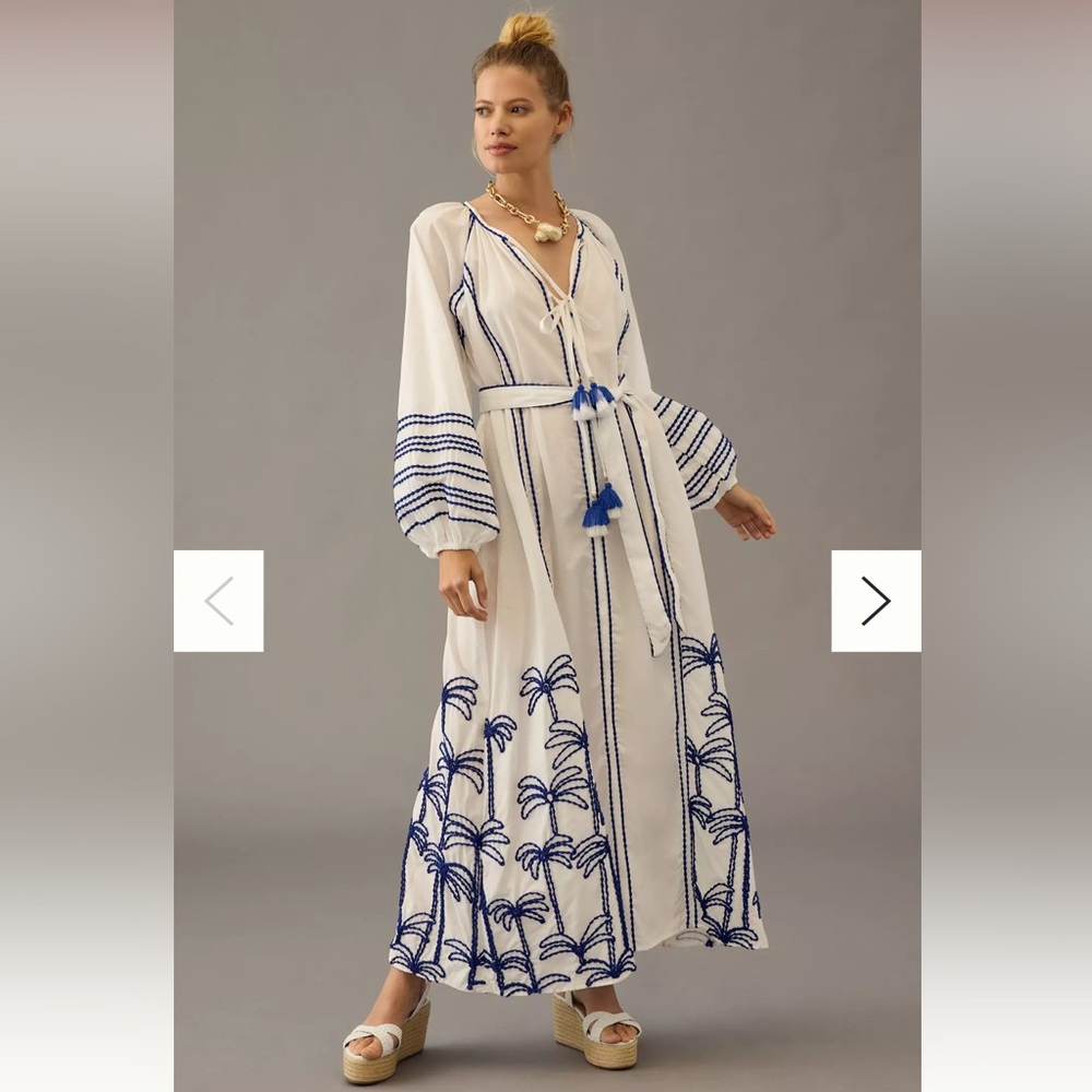 ANTHROPOLOGIE LACE The Label Embroidered Peasant Dress / Size Small / NWT